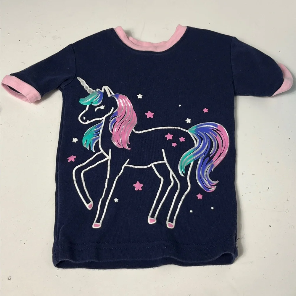 Set of 2 Little Bety 12-18M Matching Outfits Unicorn and Cat Patterned Set